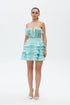 SHINY FRILL DETAILED LACE MINI DRESS